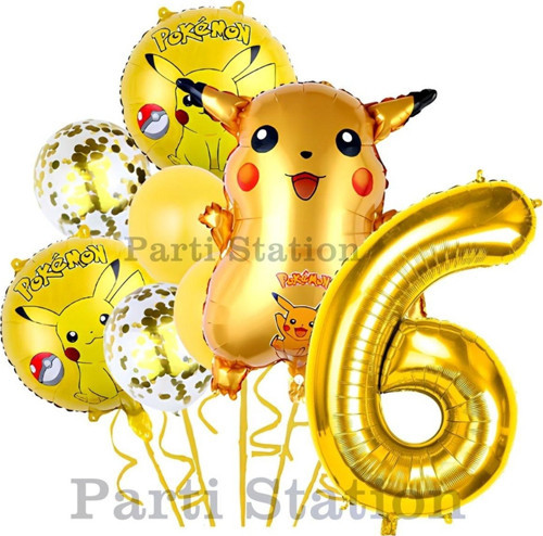 Pokemon Pikachu Konsept 6 Yaş Doğum Günü Balon Set Pokemon Pikaçu Folyo Balon Set