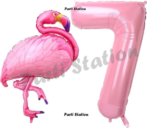 Flamingo Balon 7 Yaş Doğum Günü Balon Set Flamingo Konsept Balon Ve Pembe Rakam Balon Doğum Günü Set