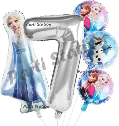 Frozen Balon 1 Yaş Doğum Günü Set Frozen Elsa Karlar Ülkesi Konsept Balon Ve Gümüş Rakam Balon
