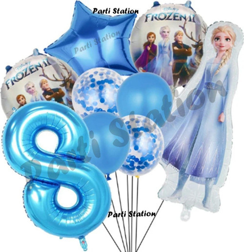 Karlar Ülkesi Frozen Konsept 8 Yaş Doğum Günü Balon Set Frozen Elsa Temalı Balon Set