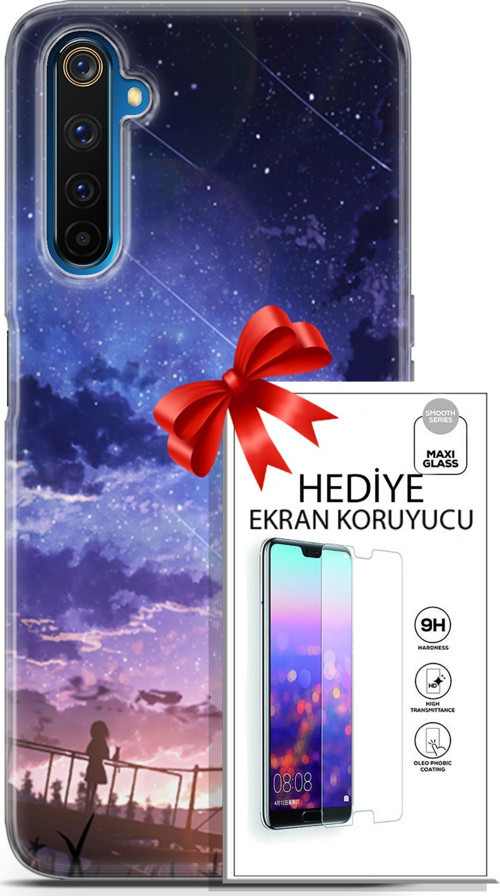 Realme 6 Pro Kılıf Orijinal Seri Fantasy 09 Kayan Yıldızlar Uv Kılıf Ve Ekran Koruyucu