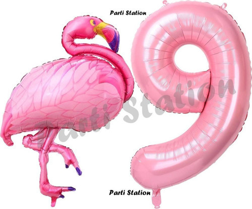 Flamingo Balon 9 Yaş Doğum Günü Balon Set Flamingo Konsept Balon Ve Pembe Rakam Balon Doğum Günü Set