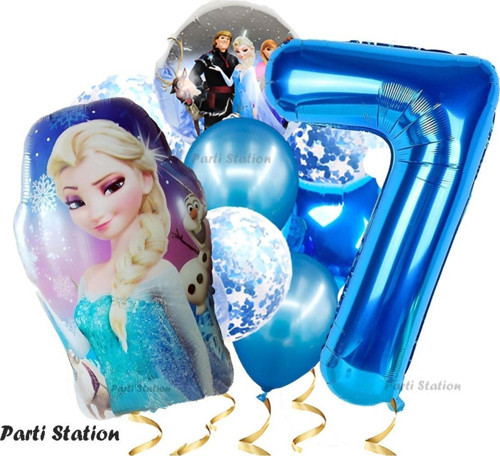 Frozen Elsa 7 Yaş Balon Set Karlar Ülkesi Frozen Elsa Konsept Doğum Günü Parti Helyum Balon Buketi