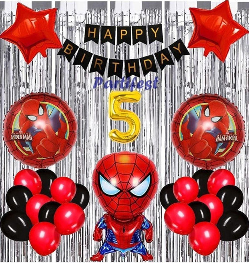 Spiderman Örümcek Adam Balon Set Balon Folyo Set Spiderman Konsept Doğum Günü Set 5 Yaş Balon