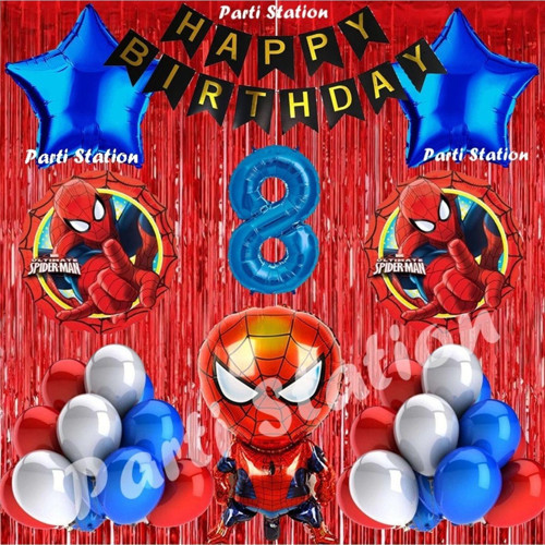 Spiderman Örümcek Adam Balon Set 8 Yaş Örümcek Adam Kırmızı Konsept Doğum Günü Parti Balon Seti