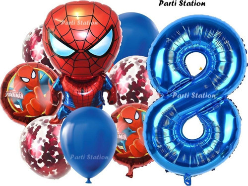 Spiderman Yıldız Balonlu 8 Yaş Konsept Doğum Günü Balon Set Örümcek Adam Spiderman Balon Set