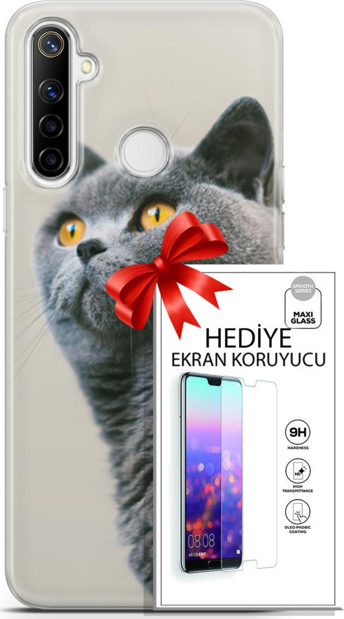 Realme 6İ Kılıf Orijinal Seri Scotish-British 05 Gri Scottish Koruma Kılıfı + Ekran Koruyucu