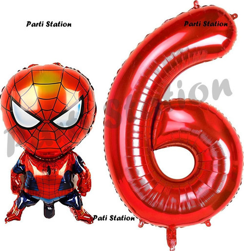 Spiderman 1 Yaş Balon Ve Kırmızı Rakam Balon Doğum Günü Parti Set Örümcek Adam Balon Set