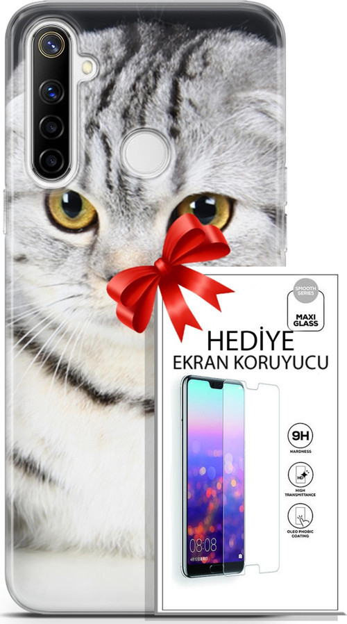 Realme 6İ Kılıf Orijinal Seri Scotish-British 18 British Beyaz Parlak Kılıf + Ekran Koruyucu Full Koruma