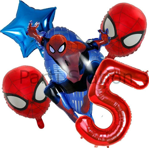 Örümcek Adam Spiderman 5 Yaş Doğum Günü Balon Set Spiderman Konsept Doğum Günü Balon Set