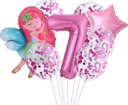 Peri Kızı Yıldız 7 Yaş Balon Set Demet Balon Folyo Set Peri Kızı Konsept Set Yaş Balon Set