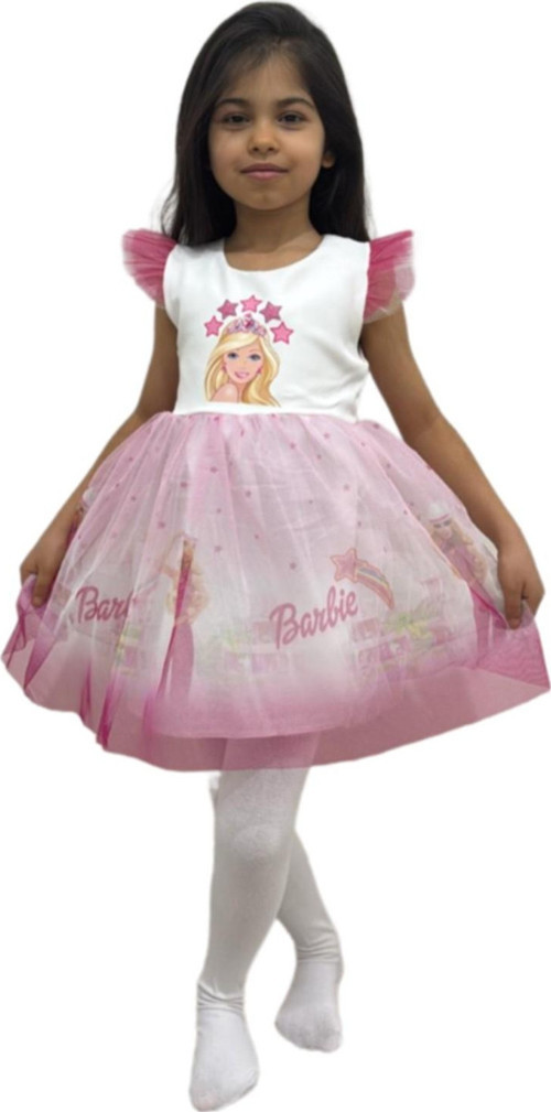 Barbie Baskılı Kız Elbise 2/5 yaş