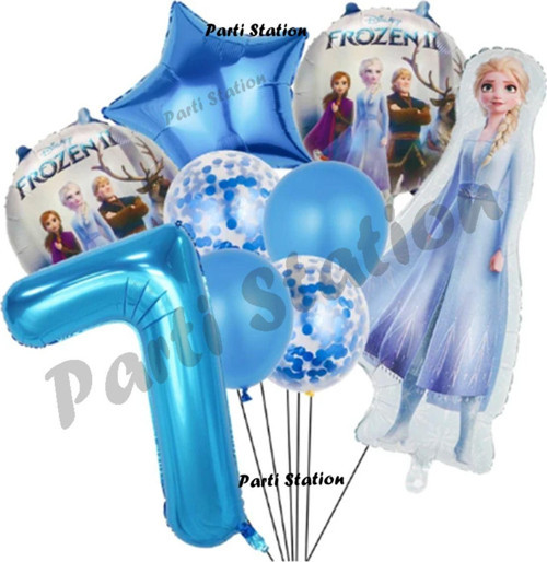 Karlar Ülkesi Frozen Konsept 7 Yaş Doğum Günü Balon Set Frozen Elsa Temalı Balon Set