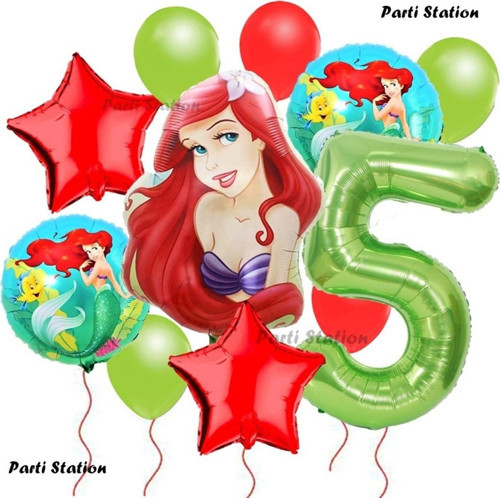 Disney Prensesi Deniz Kızı Prenses Ariel Konsept 5 Yaş Doğum Günü Balon Set Aquaman Ariel Balon Set