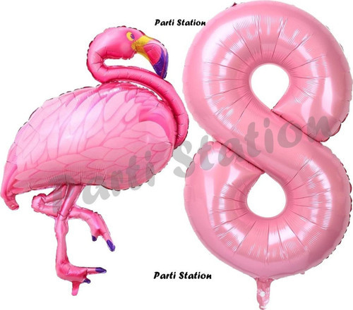 Flamingo Balon 8 Yaş Doğum Günü Balon Set Flamingo Konsept Balon Ve Pembe Rakam Balon Doğum Günü Set