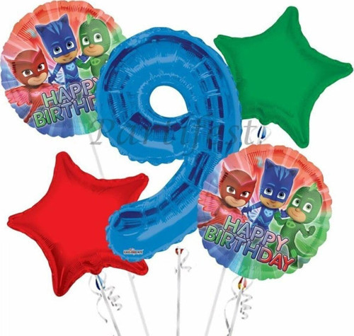 Pjmasks 9 Yaş Balon Set Pijamaskeliler Folyo Balon Set Konsept Doğum Günü Set Yaş Balon