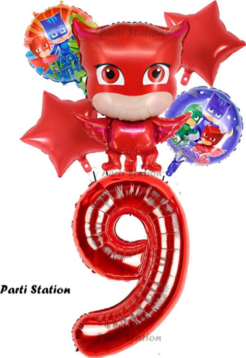 Pjmasks Baykuş Kız 9 Yaş Konsept Doğum Günü Balon Set Pijamaskeliler Baykuş Kız Tema Parti Balon Set
