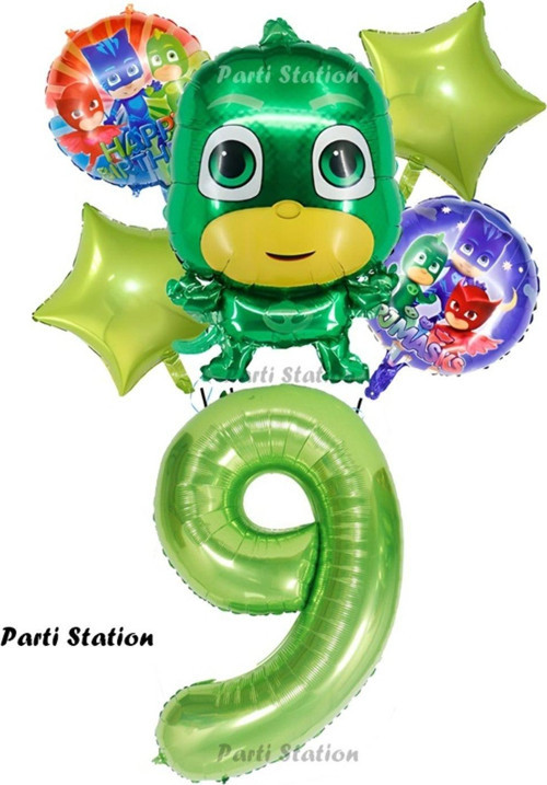 Pjmasks Kertenkele Çocuk 9 Yaş Doğum Günü Balon Set Pijamaskeliler Kertenkele Çocuk Tema Balon Set