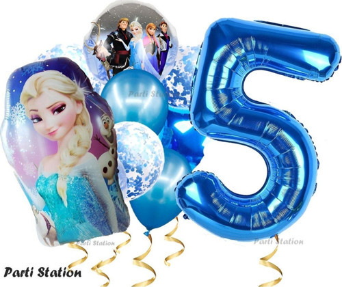Frozen Elsa 5 Yaş Balon Set Karlar Ülkesi Frozen Elsa Konsept Doğum Günü Parti Helyum Balon Buketi