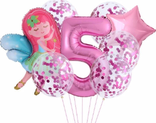 Peri Kızı Yıldız 5 Yaş Balon Set Demet Balon Folyo Set Peri Kızı Konsept Set Yaş Balon Set