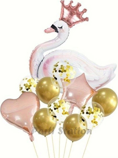 Beyaz Kuğu Konsept Sevimli Kuğu Balon Set Pink Swan Balloon Birthday Party Set