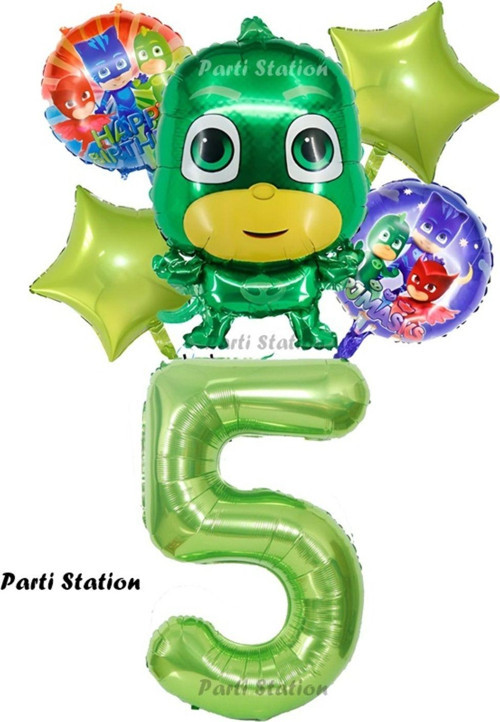 Pjmasks Kertenkele Çocuk 5 Yaş Doğum Günü Balon Set Pijamaskeliler Kertenkele Çocuk Tema Balon Set