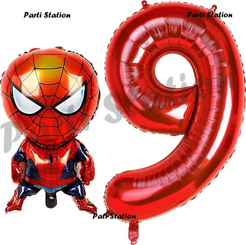 Spiderman 1 Yaş Balon Ve Kırmızı Rakam Balon Doğum Günü Parti Set Örümcek Adam Balon Set