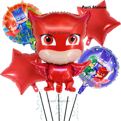 Pjmasks Baykuş Kız Konsept Doğum Günü Balon Set Pijamaskeliler Baykuş Kız Tema Parti Balon Set