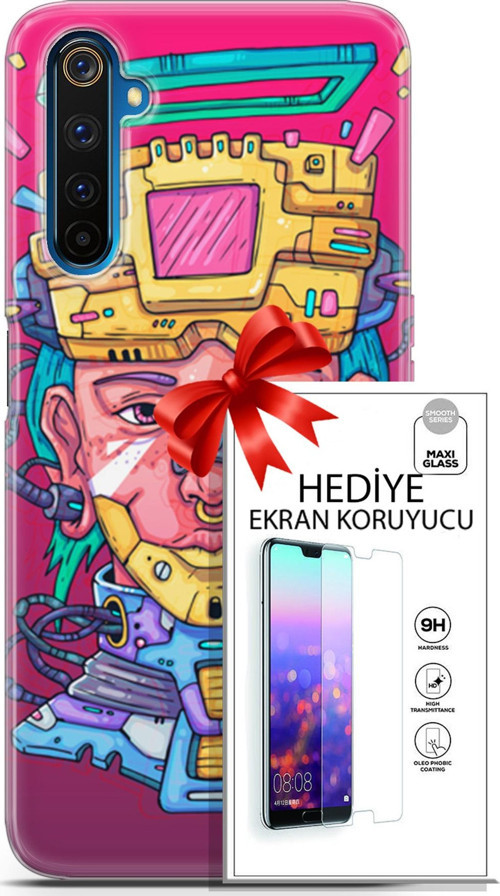 Realme 6 Pro Kılıf Orijinal Seri Punky 02 Robotica Kapak Ve Ekran Koruyucu