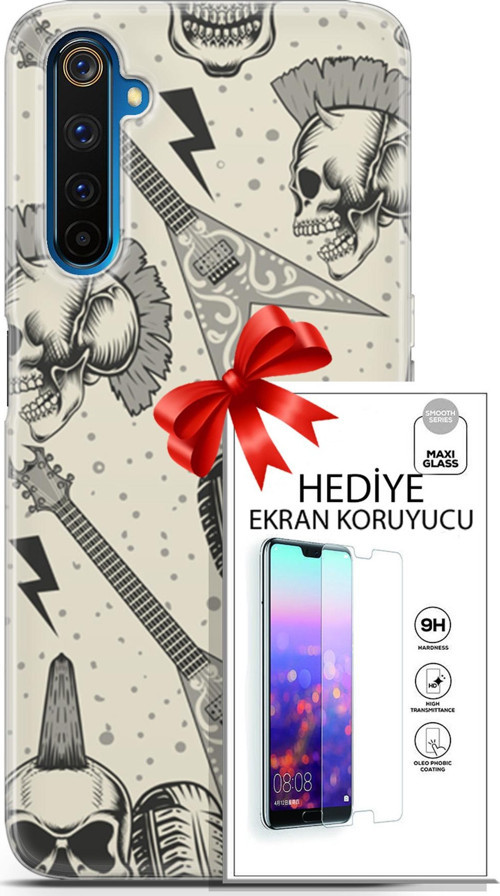 Realme 6 Pro Kılıf Orijinal Seri Punky 20 Trash Punk Renkli Kılıf Ekran Koruyucu