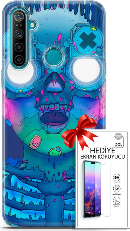 Realme 5İ Kılıf Orijinal Seri Algorand 14 Robotika Cover Kılıf + Ön Ekran Koruyucu