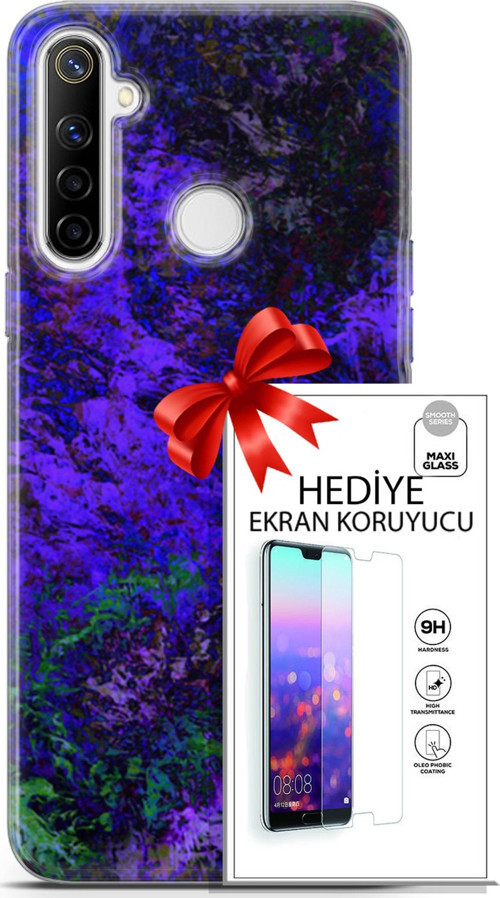 Realme 6İ Kılıf Orijinal Seri Nature 30 Mor Tonlar Kenarları Şeffaf Kapak Ve Ekran Koruyucu