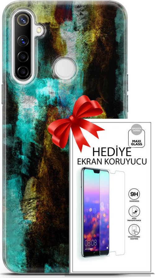Realme 6İ Kılıf Orijinal Seri Nature 12 Kahve Yeşil Tasarım Kılıf + Ekran Koruyucu