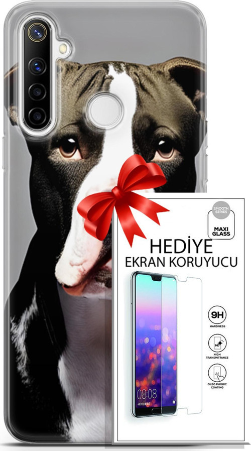 Realme 6İ Kılıf Orijinal Seri Dogs 24 American Pitbull Darbe Emici Kılıf + Ekran Koruyucu
