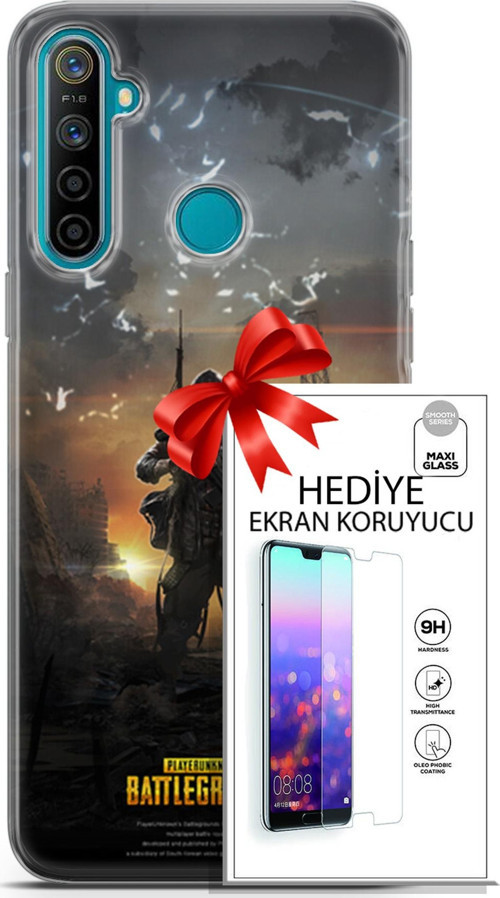 Realme 5İ Kılıf Orijinal Seri Pubg 23 Playerunknown'S Telefon Kabı Ve Ekran Koruyucu