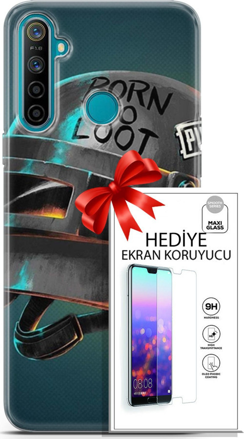 Realme 5İ Kılıf Orijinal Seri Pubg 19 Born To Loot Tam Koruma Kılıf + Ekran Koruyucu