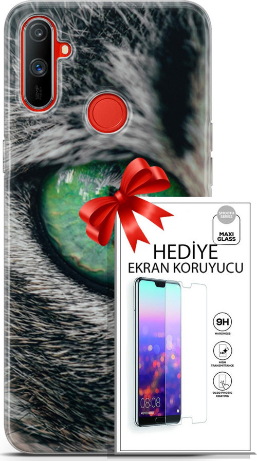 Realme C3 Kılıf Orijinal Seri Scotish-British 28 Göz Detay İz Bırakmayan Kılıf + Ön Ekran Koruyucu