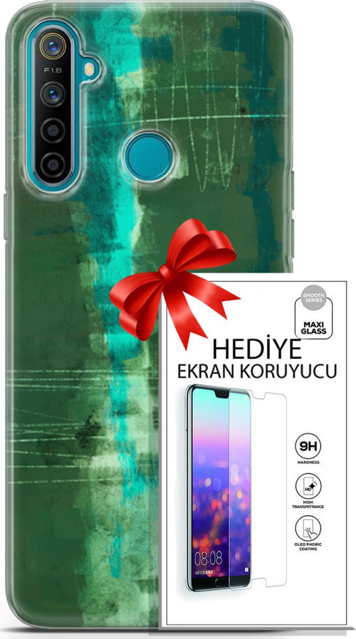 Realme 5İ Kılıf Orijinal Seri Nature 06 Yeşil Koruyucu Kapak Ekran Koruyucu