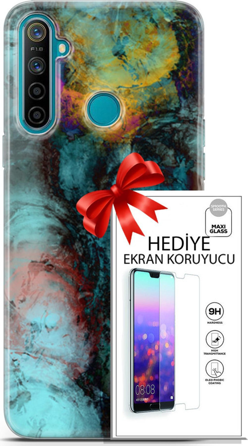 Realme 5İ Kılıf Orijinal Seri Nature 14 Dalgalar Cover Kılıf + Ön Ekran Koruyucu