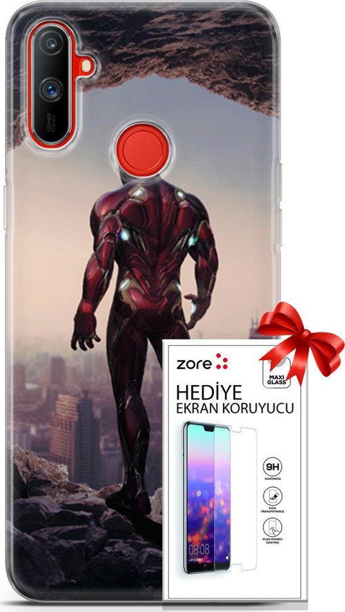 Realme C3 Kılıf Orijinal Seri Supers 02 Iron Man Kapak Ve Ekran Koruyucu