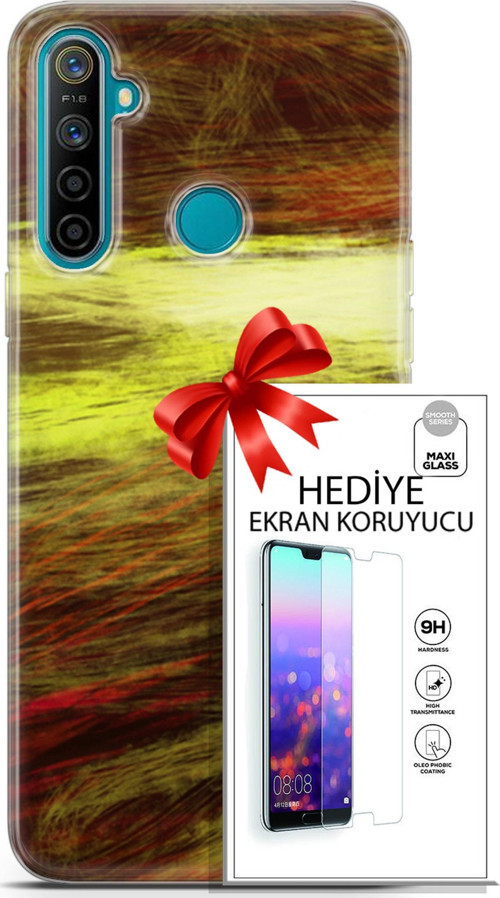 Realme 5İ Kılıf Orijinal Seri Nature 23 Sarı Turuncu Telefon Kabı Ve Ekran Koruyucu