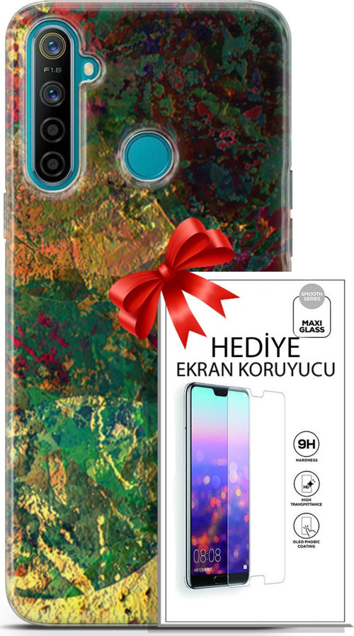 Realme 5İ Kılıf Orijinal Seri Nature 26 Çok Renkli Soft Kapak + Ekran Koruyucu
