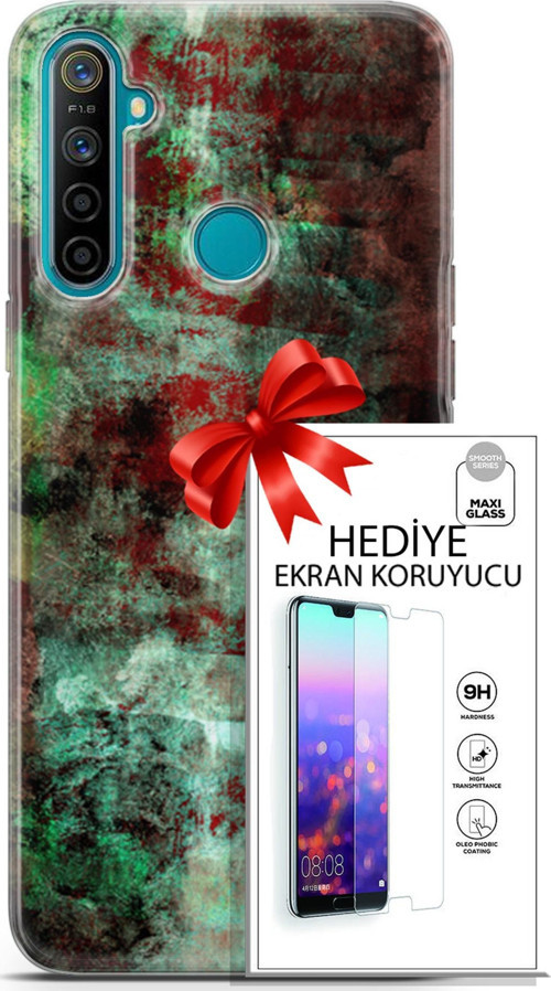 Realme 5İ Kılıf Orijinal Seri Nature 10 Su Yeşili Full Hd Kılıf + Ekran Koruyucu
