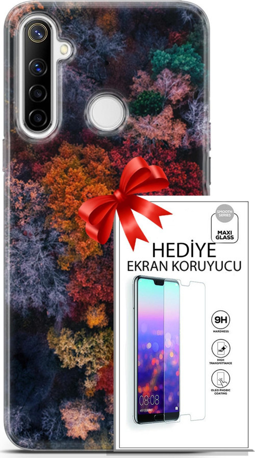 Realme 6İ Kılıf Orijinal Seri Fantasy 16 Renkli Ağaçlar Hediyelik Kılıf Ve Ekran Koruyucu