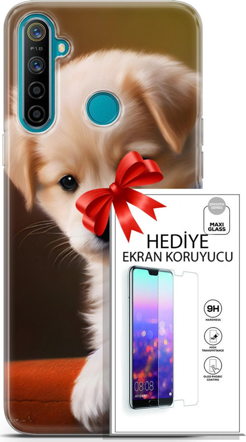 Realme 5İ Kılıf Orijinal Seri Dogs 15 Kaniş Yavru Kalın Silikon + Ekran Koruyucu