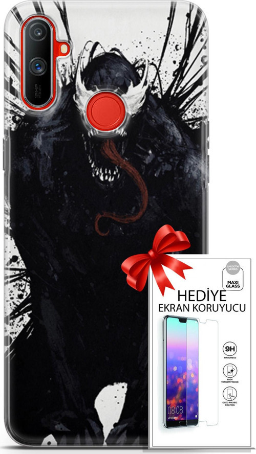 Realme C3 Kılıf Orijinal Seri Cardano 20 Canavar Renkli Kılıf Ekran Koruyucu