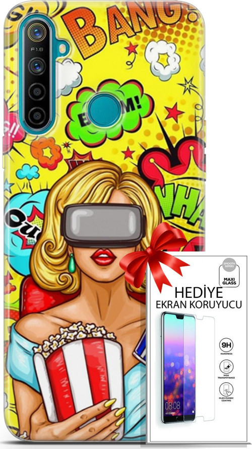 Realme 5İ Kılıf Orijinal Seri Bounce 27 Jody King Lazer Kesim Silikon Ekran Koruyucu