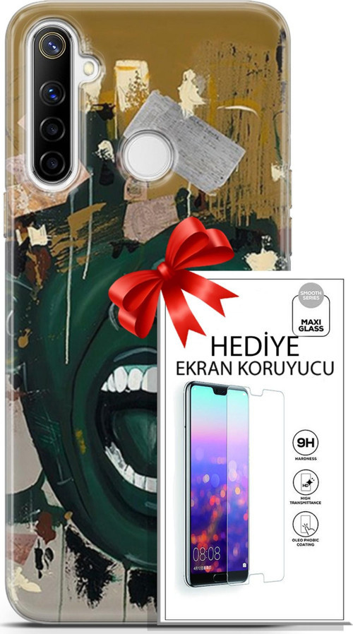 Realme 6İ Kılıf Orijinal Seri Soul 15 Koyu Yeşil Kalın Silikon + Ekran Koruyucu