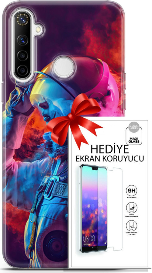 Realme 6İ Kılıf Orijinal Seri Neo 18 Spider Man Noir Parlak Kılıf + Ekran Koruyucu Full Korumaket