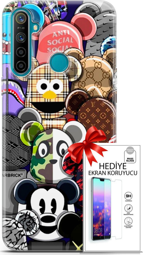 Realme 5İ Kılıf Orijinal Seri Bounce 14 Ana Lowe Cover Kılıf + Ön Ekran Koruyucu